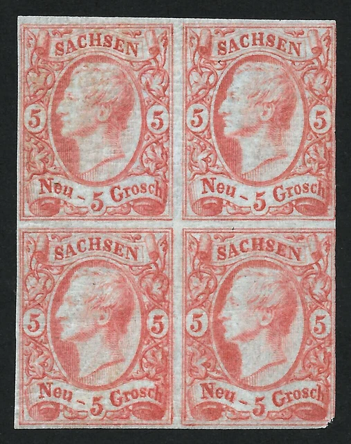 AD SACHSEN 1856; 4 x MiNr. 12a ; 5 Ngr.; aktuelles BPP ATTEST; ungebraucht