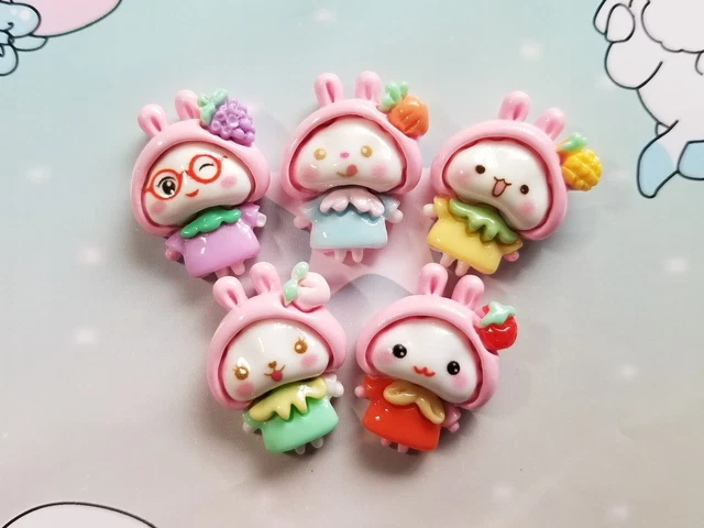Kawaii Bunny Resin Charms Cabochon Decoden Cute Animals 10pc