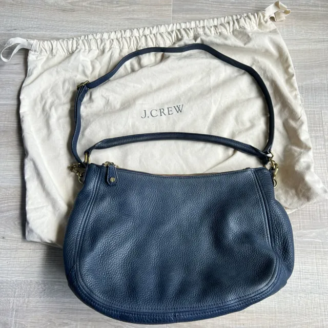 JCrew Jade Blue 100% Leather Biennial Hobo Crossbody Bag Shoulder Purse 89715