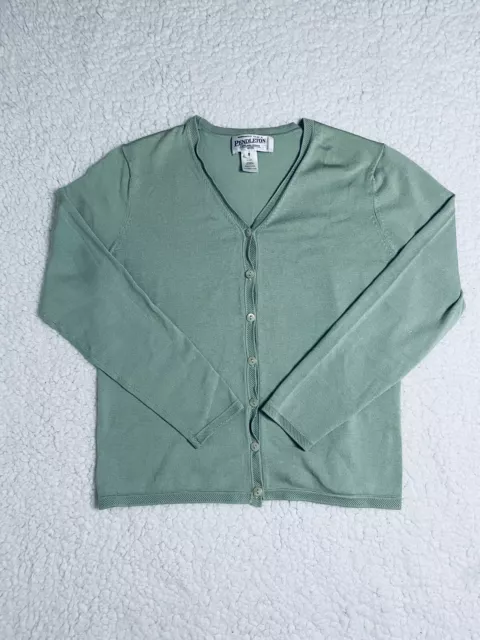 Pendleton Petite Silk Blend Mint Green Cardigan Sweater Button Up | Size Small