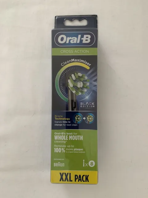 Cabezales maximizador de dientes maximizador de acción cruzada Oral-B edición negra XXL paquete de 8 nuevo