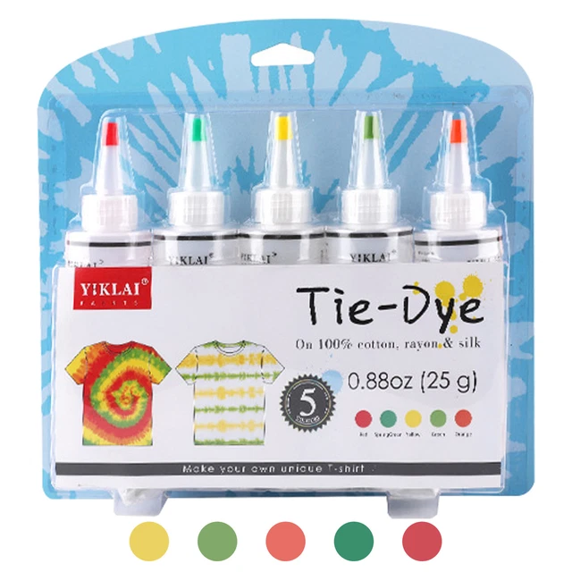 5 Colors DIY Tie Dye  Fabric Dye Set Fabric Paint 120ml/bottle with K0E1