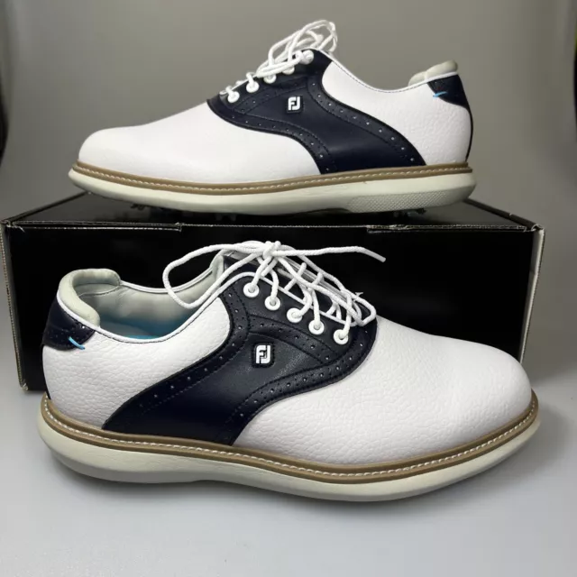 FootJoy FJ Traditions 57899 Men’s Leather Golf Shoes White/Navy UK Size 8.5