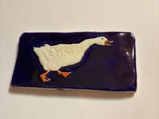 “Goose” Hand Made Porcelain Art Tile Rivet Textured Backsplash Decor 6 X 3”