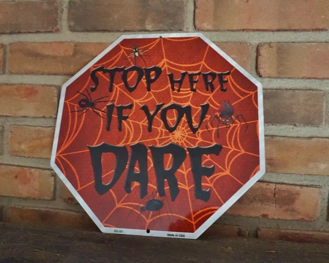 RUSTIC STOP HERE Spider Web Haunted House Prop Halloween Home Decor