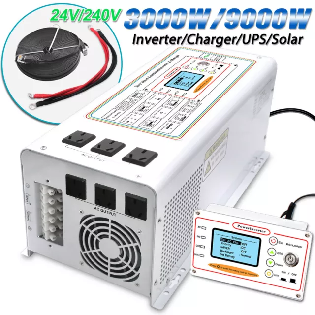 3000W 9000W Pure Sine Wave Solar Power Inverter DC 24V to AC 240V Energy Saving