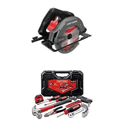 CRAFTSMAN 7-1/4-Inch Circular Saw, 13-Amp with Mechanics Tools Kit/Socket Set,