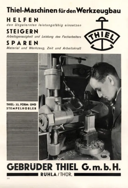 Thiel Maschinenbau Ruhla XL Reklame 1937 Thüringen Werkzeugbau Werbung