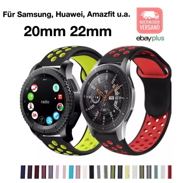 Für Samsung Huawei Amazfit SmartWatch Armband 20mm 22mm Silikon ✅ Sportband
