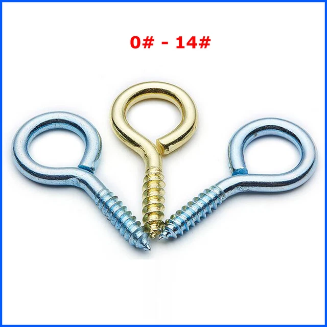 Hook O-Type Lag Eye Screws 0# 1# 2# 3# 4# 5# 6# 8# 10# 12# 14# Zinc/Brass Plated