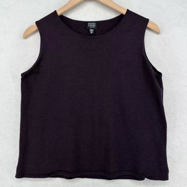 EILEEN FISHER Petite Sweater PL Tank Top Merino Wool Scoop Neck Pullover Purple