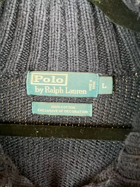 POLO BY RALPH LAUREN men's blue cotton logo mock neck sweater pullover ...