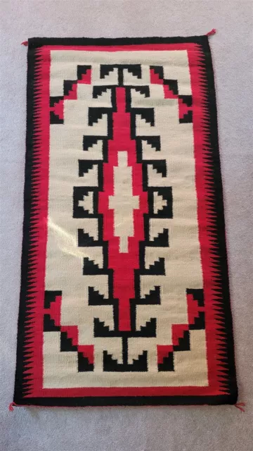 Vintage Navajo Rug Red & Black 60" x 32"