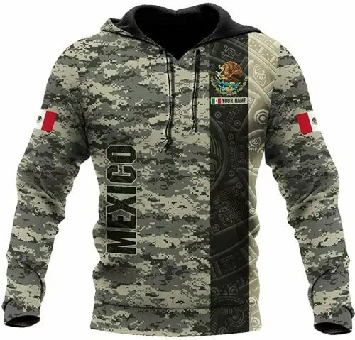 Personalized Name Camo Eagle Mexico Unisex 3D HOODIE All Over Print Us Size