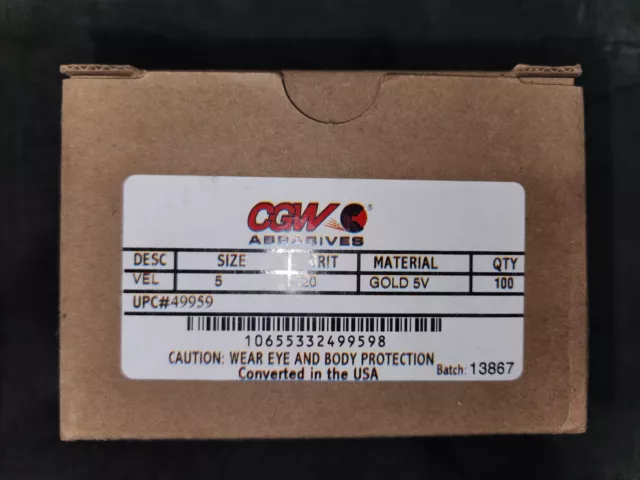 CGW Abrasives 49959 Abrasive Disc 5" Dia.-120 GRIT, Box of 100