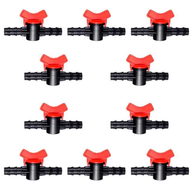 10PCS 16PE Ball Garden Irrigation Valves Double-end Plastic Flower Watering