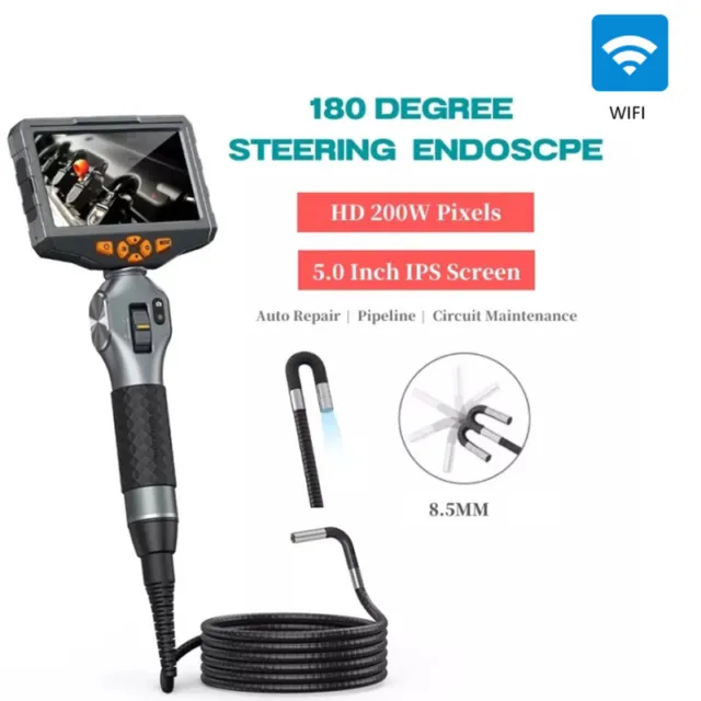 5" Articulating Borescope Fiber Optic Videoscope 5ft Video Inspection Endoscope