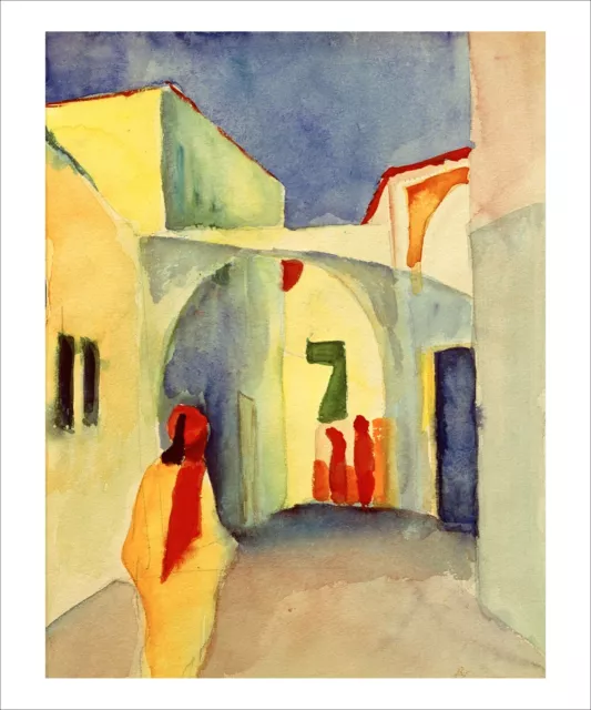 Macke View of an Alley in Tunis fine art print poster wall art WITH BORDER