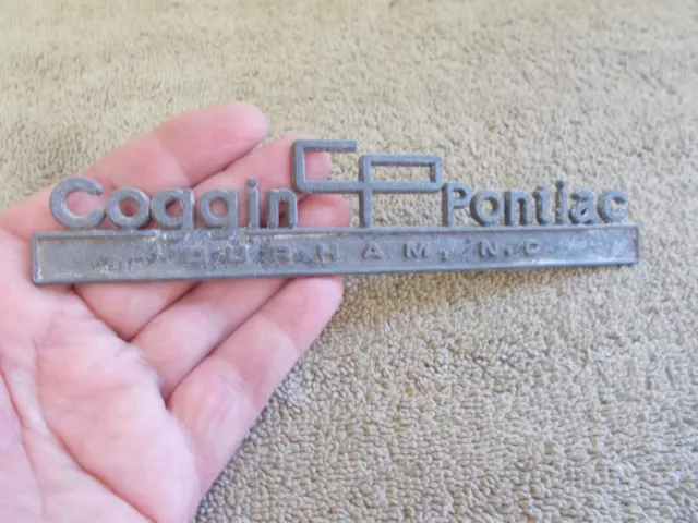 Vtg Dealership Emblem Badge Logo Coggin Cp Pontiac Nc,, Metal