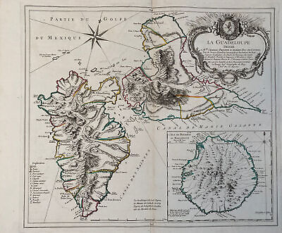 Carte De L'ile De Guadeloupe Et De L'ile De La Reunion 1753