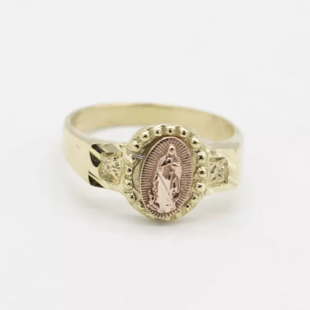 Baby Virgin Mary Lady Guadalupe Ring Real 10K Yellow Rose Gold Size 1
