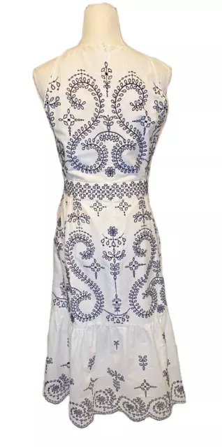 698 TORY BURCH Mariana Embroidered Cotton Midi Dress White Black