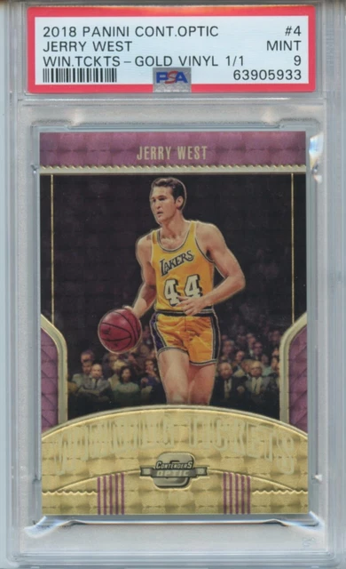 2018-19 Panini Contenders Optic Jerry West Winning Ticket Gold Vinyl 1/1 PSA 9