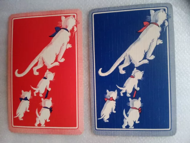 MOTHER & KITTENS  PAIR 2 GENUINE VINTAGE SINGLE Swap Playing Cards