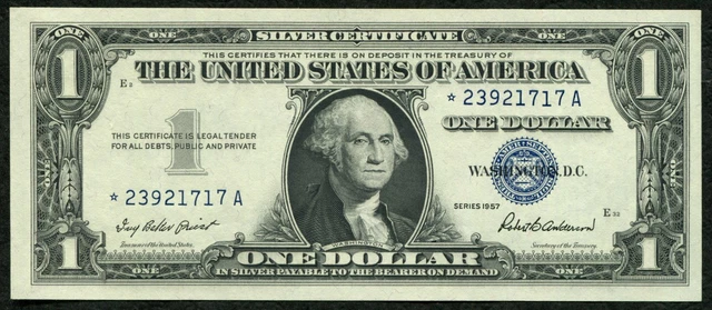 1957 $1.00 Silver Certificate Consecutive Replacement (Star) Pair – Gem
