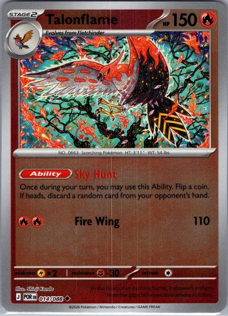 TALONFLAME 014/088 UNCOMMON Perfect Order Pokemon Reverse Holo NM