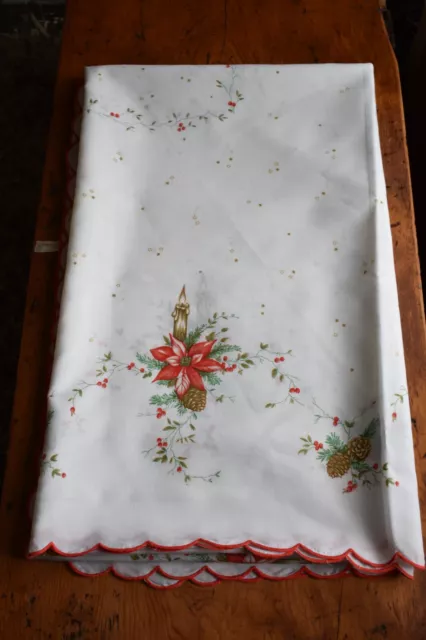 Vintage Large Christmas Tablecloth 59 x 98'' Made in Portugal ''Joyful'' (O)