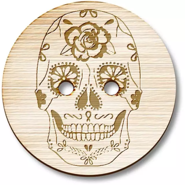 'dia de los muertos calavera' Botones de Madera (BT038832)