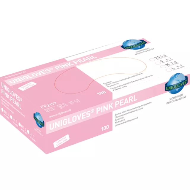 Guantes Unigloves Pink Pearl 5803 nitrilo rosa, talla M, guantes de investigación