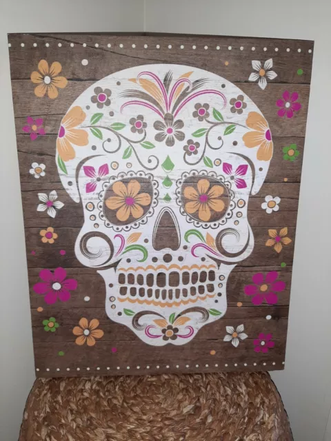 ARTISSMO Designs Stretch Framed SUGAR SKULL Day Of the Dead Art Print 16" x 20"