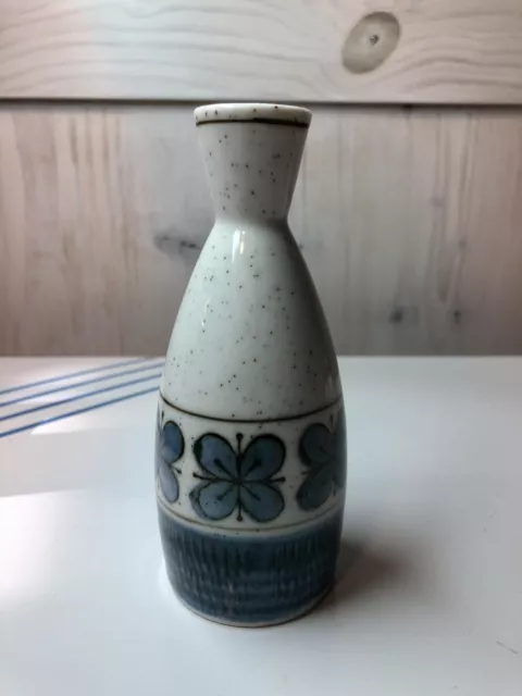 Vintage Otagiri OMC Japan Speckled Gray Blue  Floral Stoneware Bud Vase /Sake