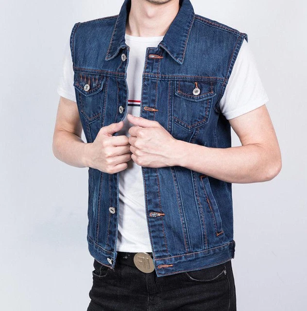Veste jean online sans manches homme
