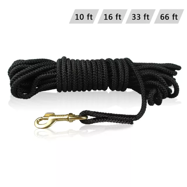 10/16/33/66ft Long Pet Dog Leash Tracking Training Strong Nylon Rope Leads Black