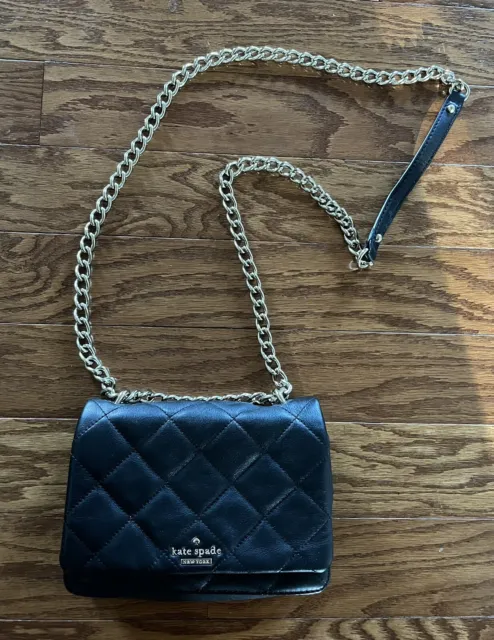 Kate Spade Black Gold Quilted Chain Purse