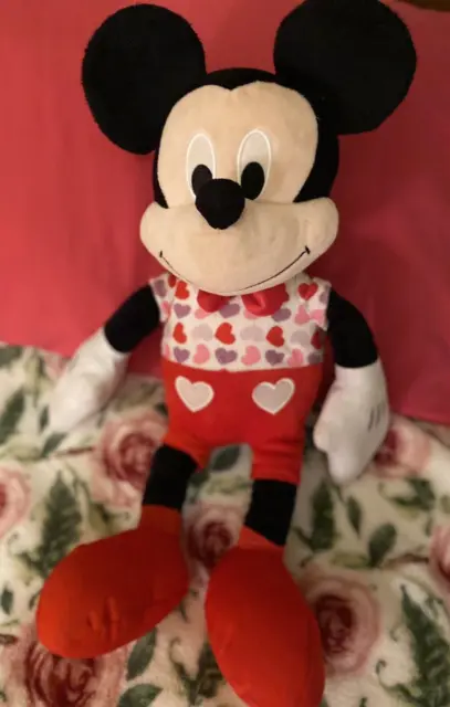 Disney Mickey Mouse Valentines Day Plush Heart 19"  Hearts LOVE