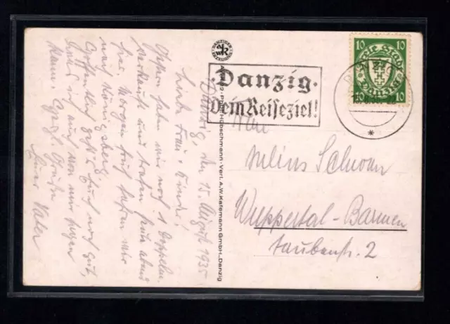 Danzig 1935  - Stempel Danzig Typ 12.3  auf Ansichtskarte   (Zep2)