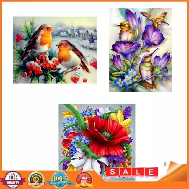 Full Embroidery Set Cross Stitch Needlework Kit 11CT Birds on Flower Art DIY