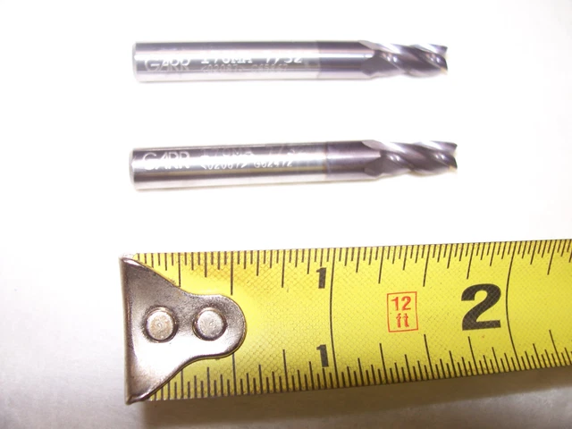 End Mill, (2) New GARR 7/32" Diameter "4" Flute Solid Carbide End Mills (170MA)