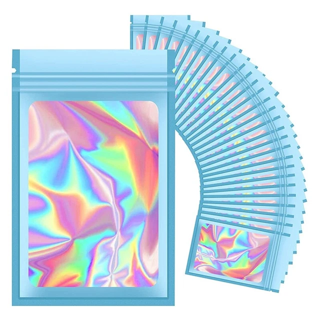 100 Pz Sacchetti Olografici Richiudibili, Antiodore Mylar L5W9