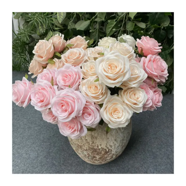 Artificial Flowers 9 Heads Silk Peony Bouquet Fake Rose Wedding Home Party Decor