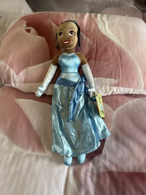 Disney Store Princess And The Frog Tiana Blue dress Soft Plush Doll Toy Teddy