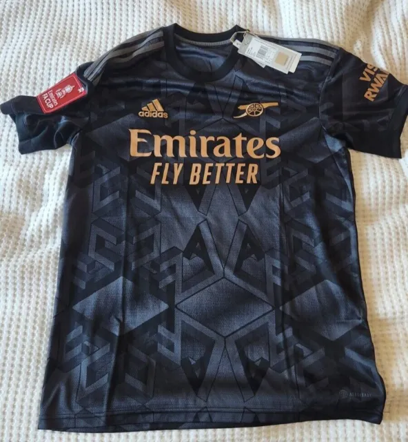 Genuine Arsenal Black Away Shirt 22/23, Adult Mens Medium BNWT Ødegaard FA Cup