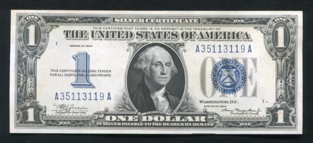 Fr. 1606 1934 $1 One Dollar “Funnyback” Silver Certificate Gem Uncirculated