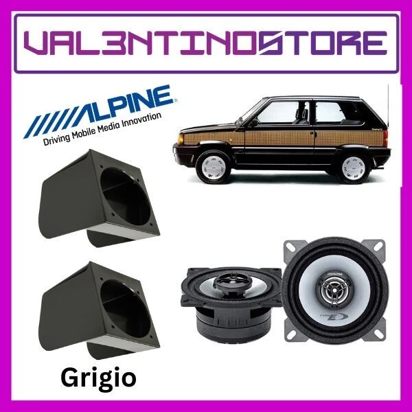 Kit 2 Casse Altoparlanti Alpine - Fiat Panda 1 serie Grigio - Anteriori 100mm Co