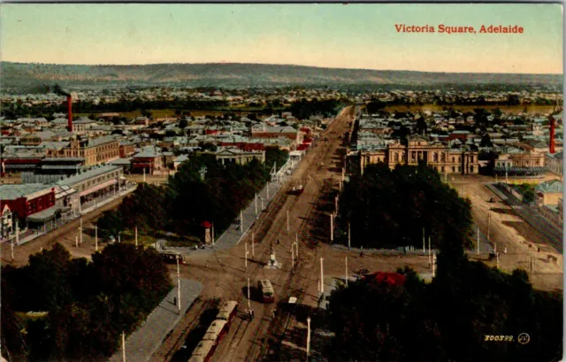 Adelaide, Australia - Victoria Square Birdseye View - Old Postcard