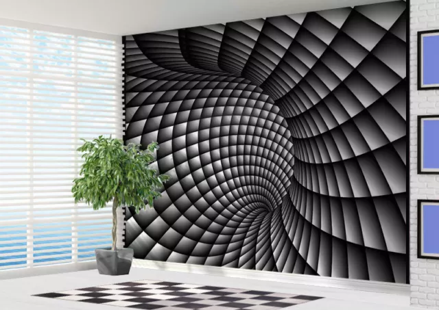 3D Abstract black and white swirl wallpaper wall mural (16787762) 3D
